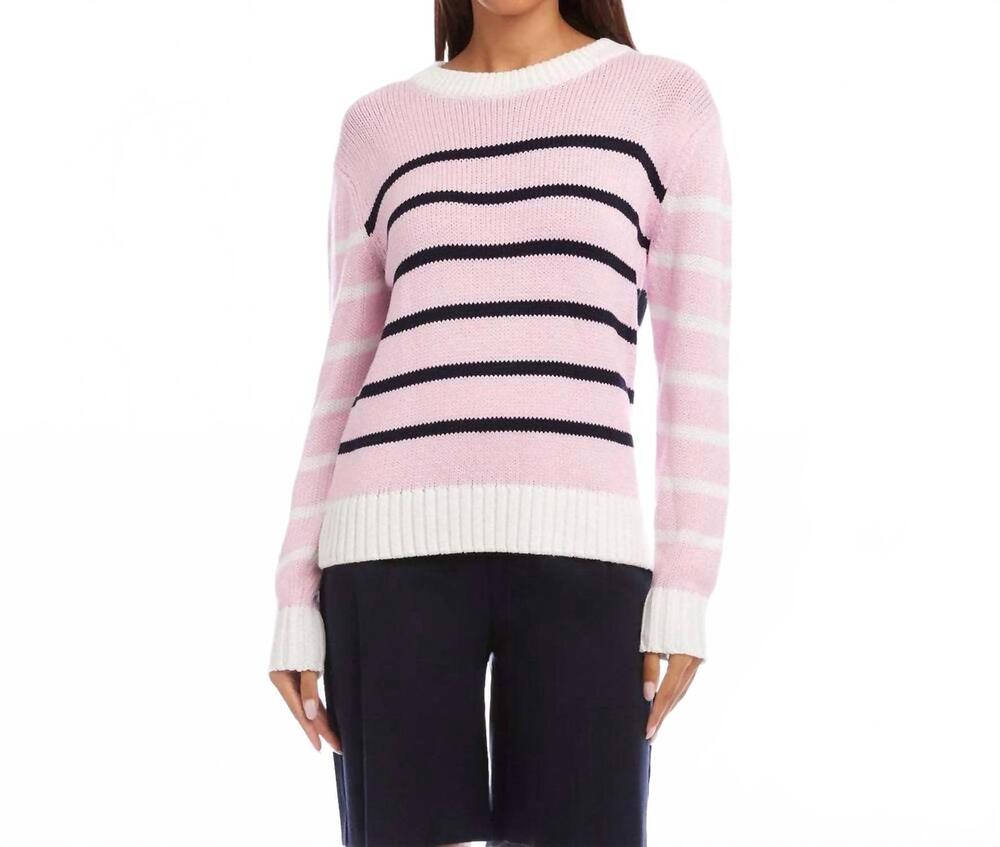 NEW KAREN KANE stripe crewneck sweater in multi